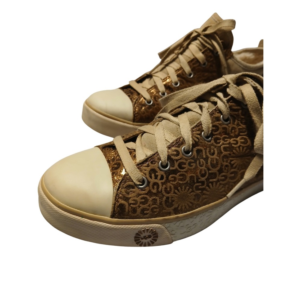 UGG Australia Womens Sneakers Shoes Brown Suede Embossed Logo Comfort Size 10‎ - Picture 4 of 9